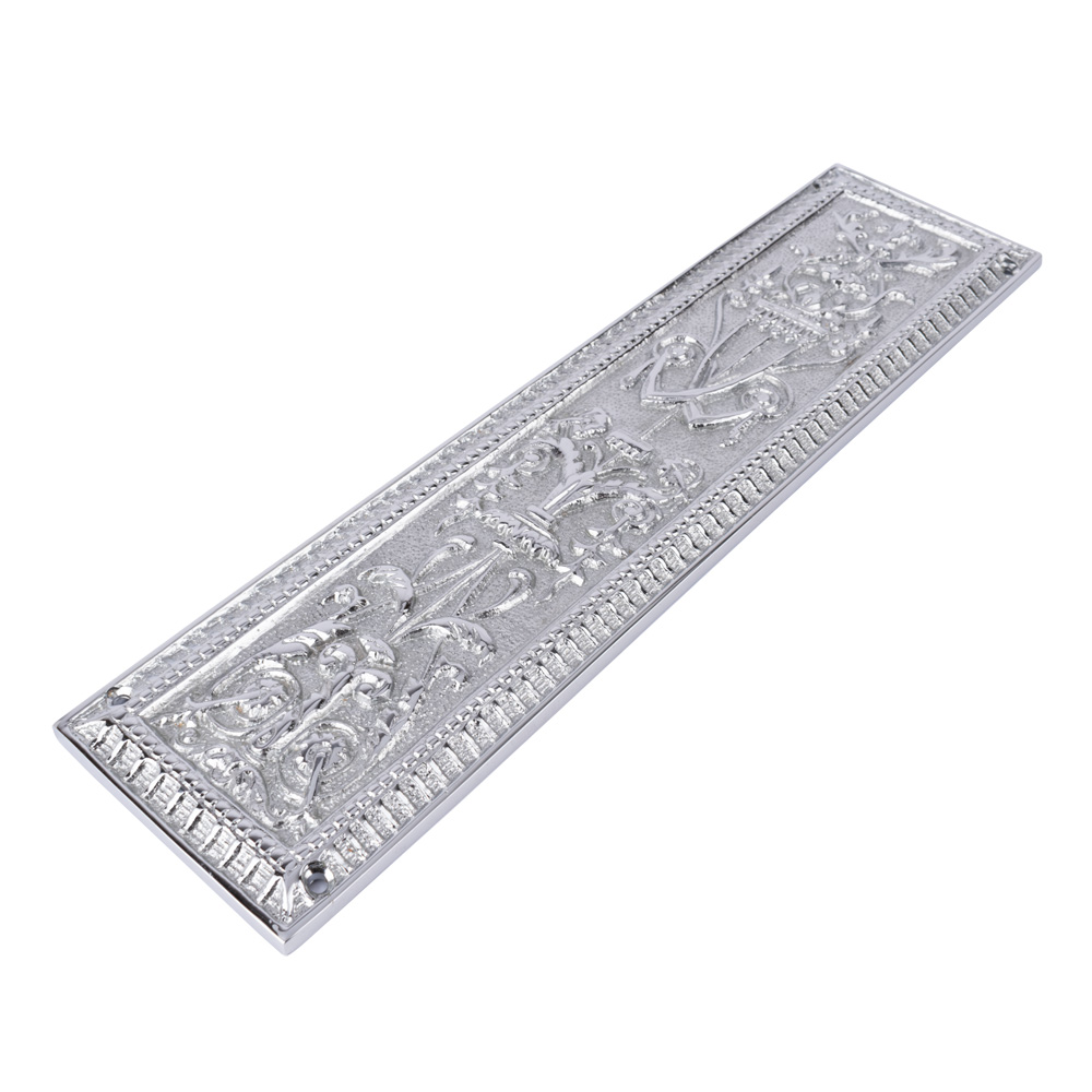 Dart Heavy Cast Brass Door Push Finger Plate - Period Design - 310mm x 76mm - Polished Chrome