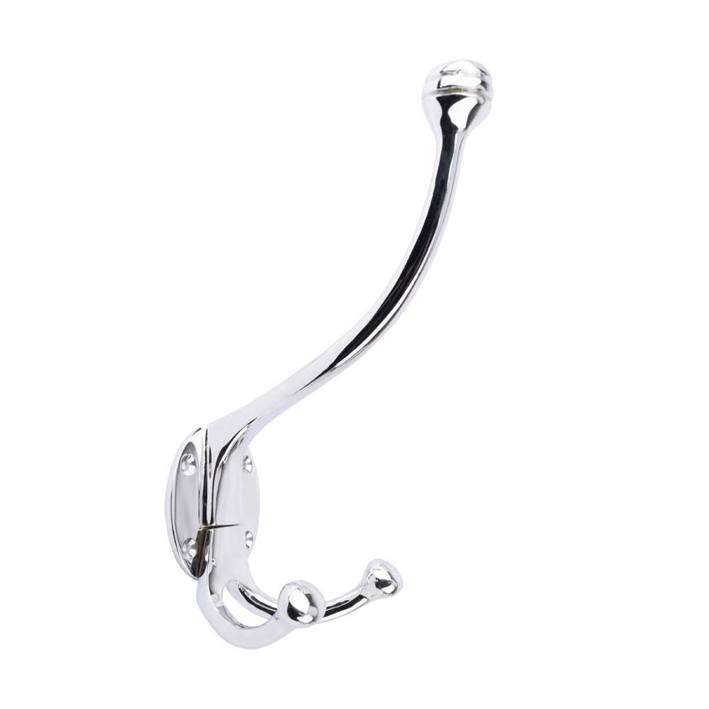 Dart Hat & Coat Hook with Double Hook - 170mm x 120mm - Polished Chrome