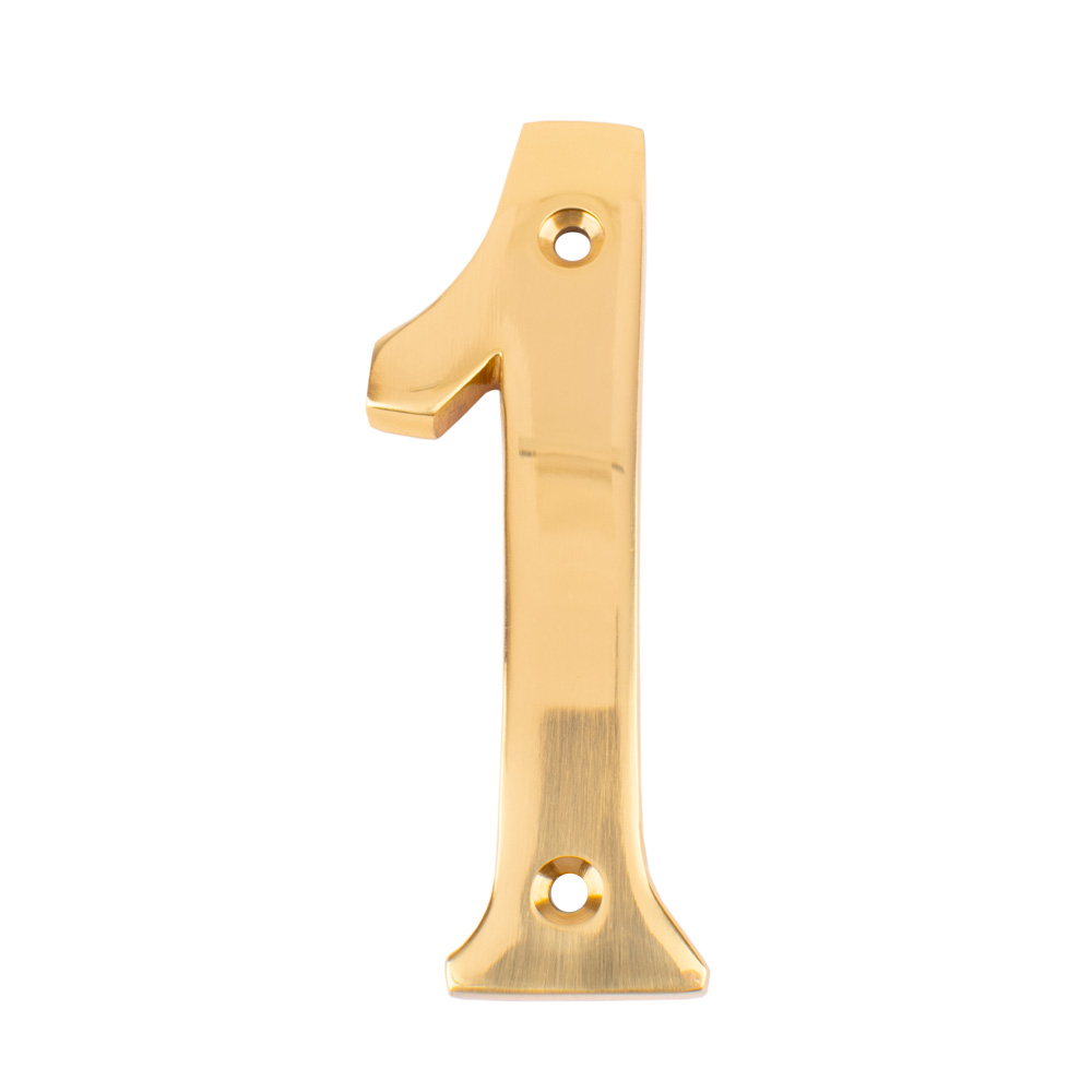 Dart Number 1 Door Numeral - Polished Brass