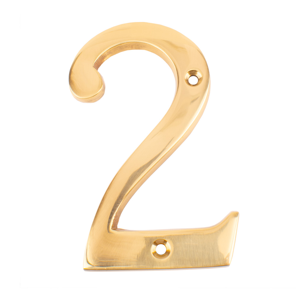 Dart Number 2 Door Numeral - Polished Brass