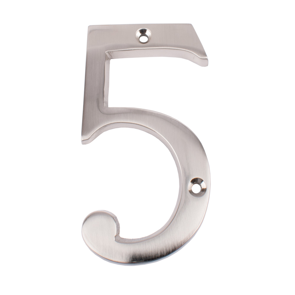 Dart Number 5 Door Numeral - Satin Nickel