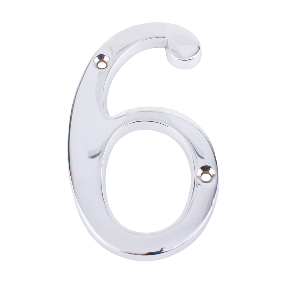 Dart Number 6 Door Numeral - Polished Chrome