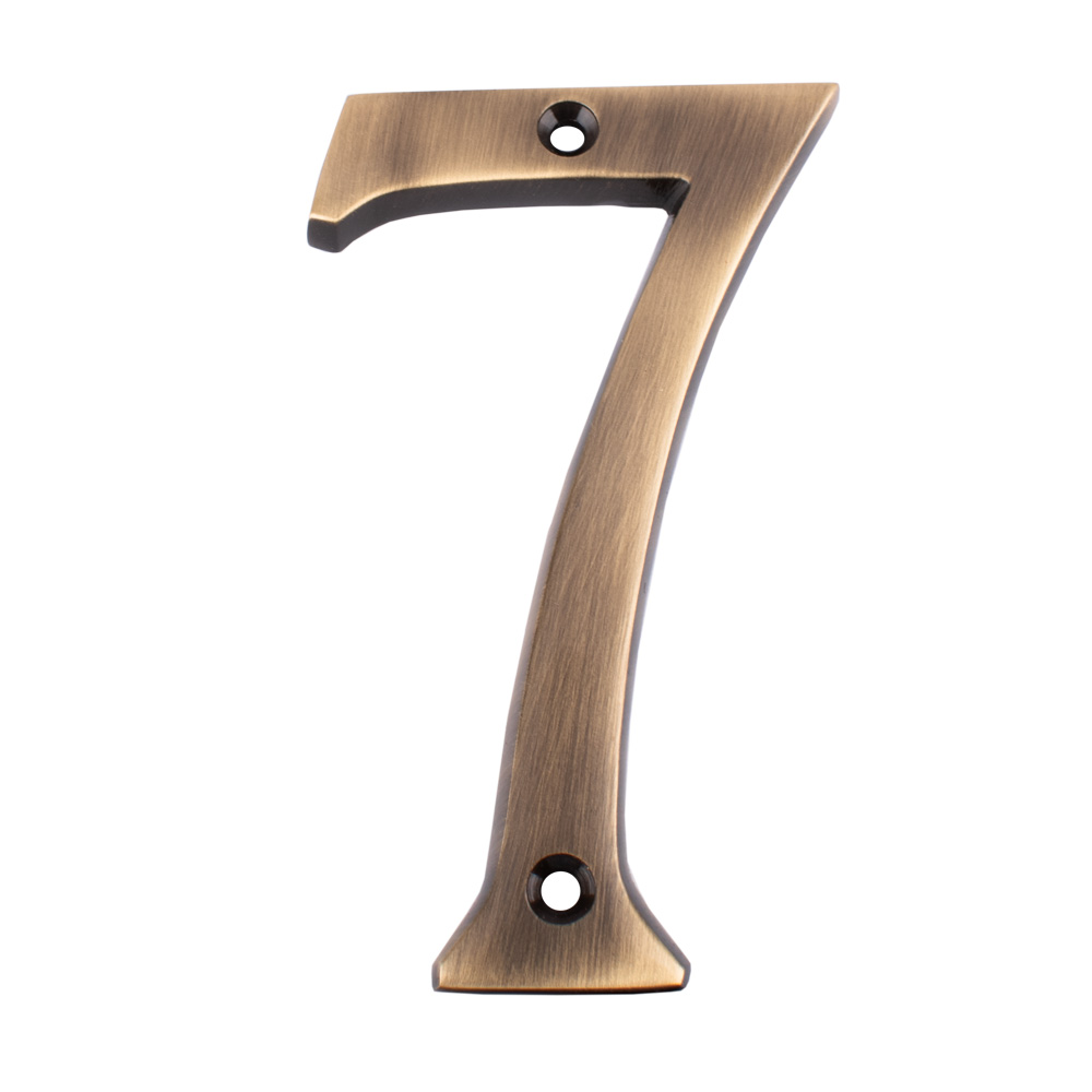 Dart Number 7 Door Numeral - Antique Brass