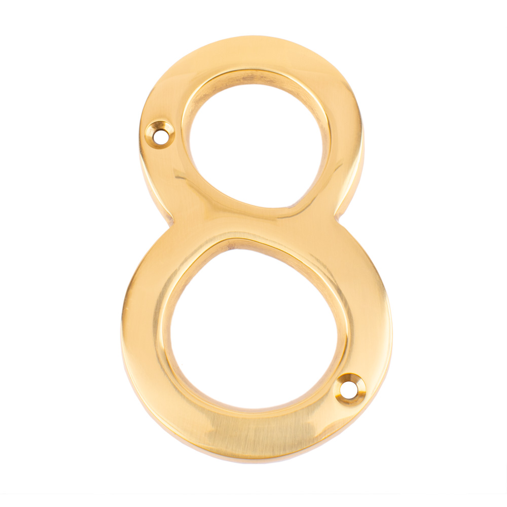 Dart Number 8 Door Numeral - Polished Brass
