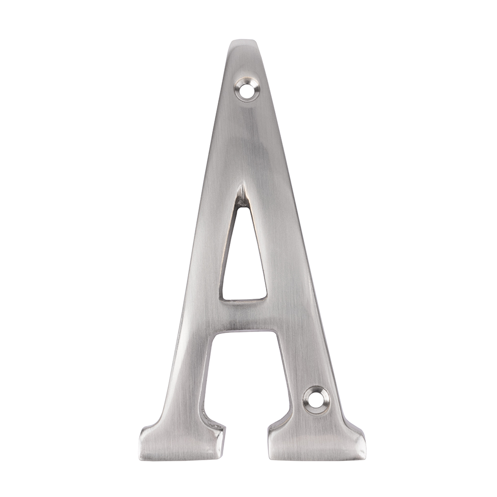 Dart Letter A Door Numeral - Satin Nickel