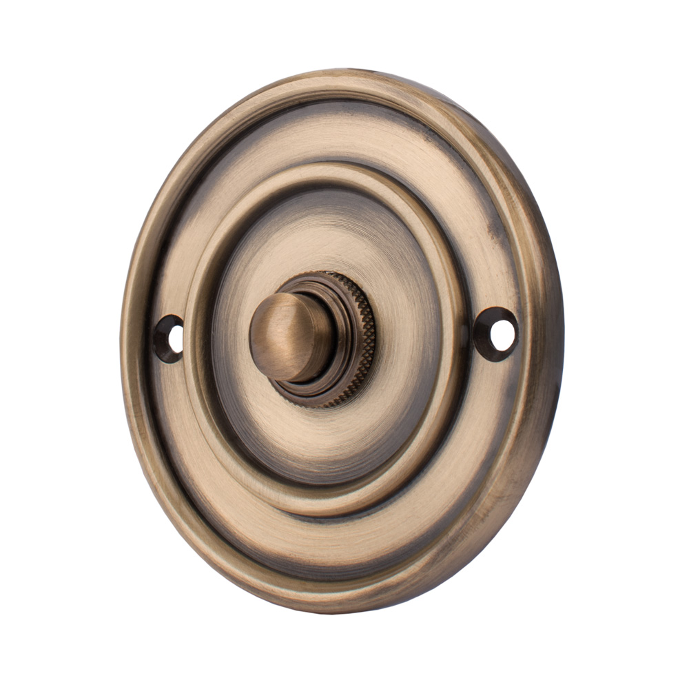 Dart Round Bell Push (76mm) - Antique Brass