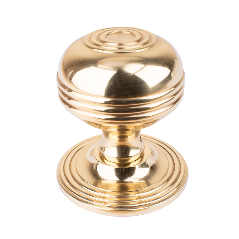 Dart Heavy Cast Brass Ringed Centre Door Knob (80mm) - Polished Brass