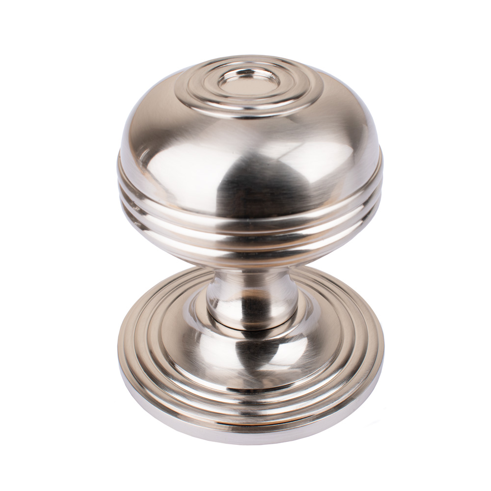 Dart Heavy Cast Brass Ringed Centre Door Knob (80mm) - Satin Nickel
