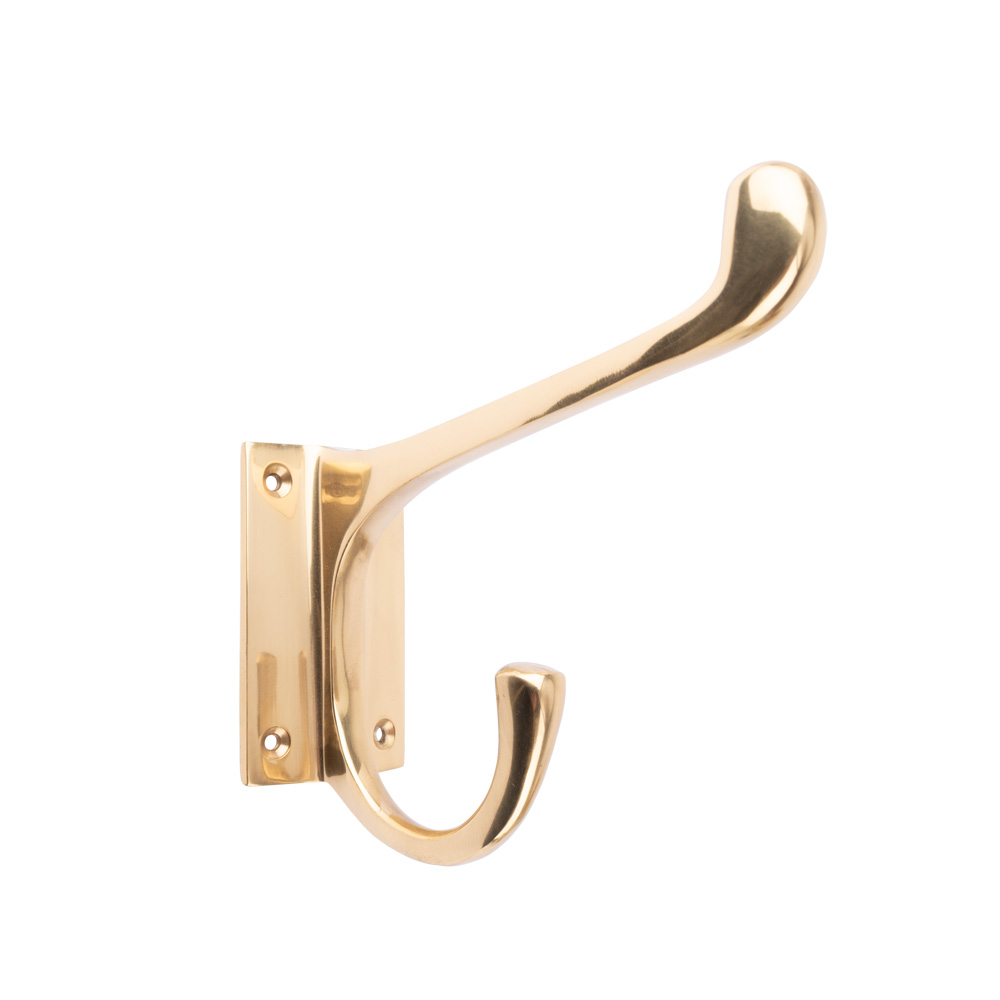 Dart Hat & Coat Hook with Square Base - 125mm x 132mm - Polished Brass