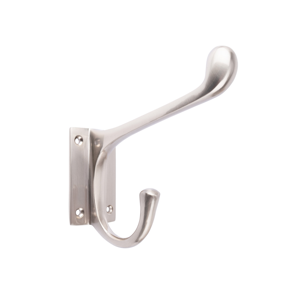 Dart Hat & Coat Hook with Square Base - 125mm x 132mm - Satin Nickel