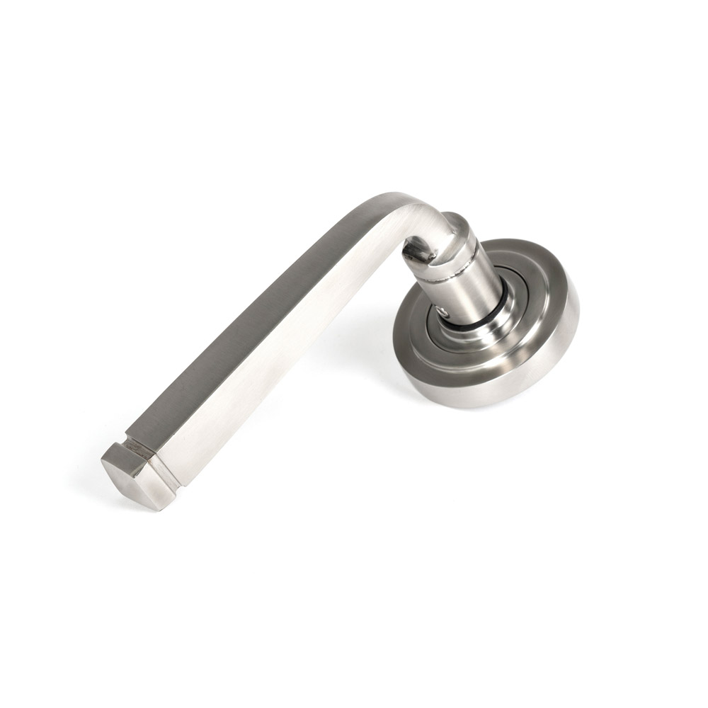 From the Anvil Marine 316 Stainless Steel Avon Round Lever on Rose Set (Art Deco) - Satin