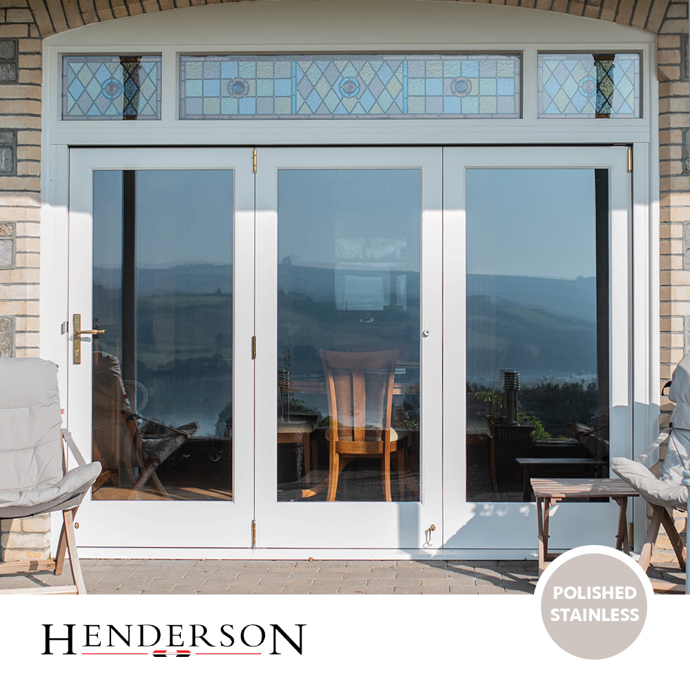 Henderson Securefold Pro Bifold Kit (Outward Opening) - Polished Stainless - 2 + 0 Door (2m Track)