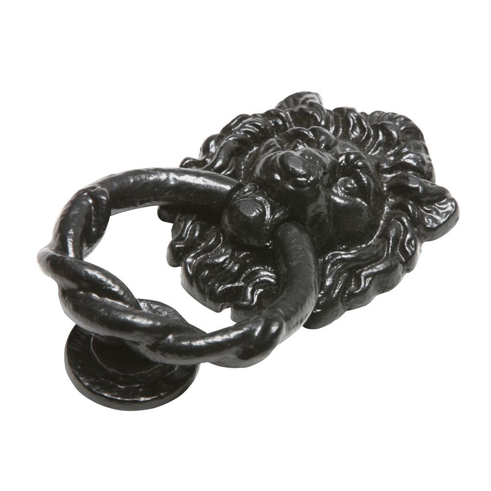 Kirkpatrick 4896 Lion Head Door Knocker - Antique Black