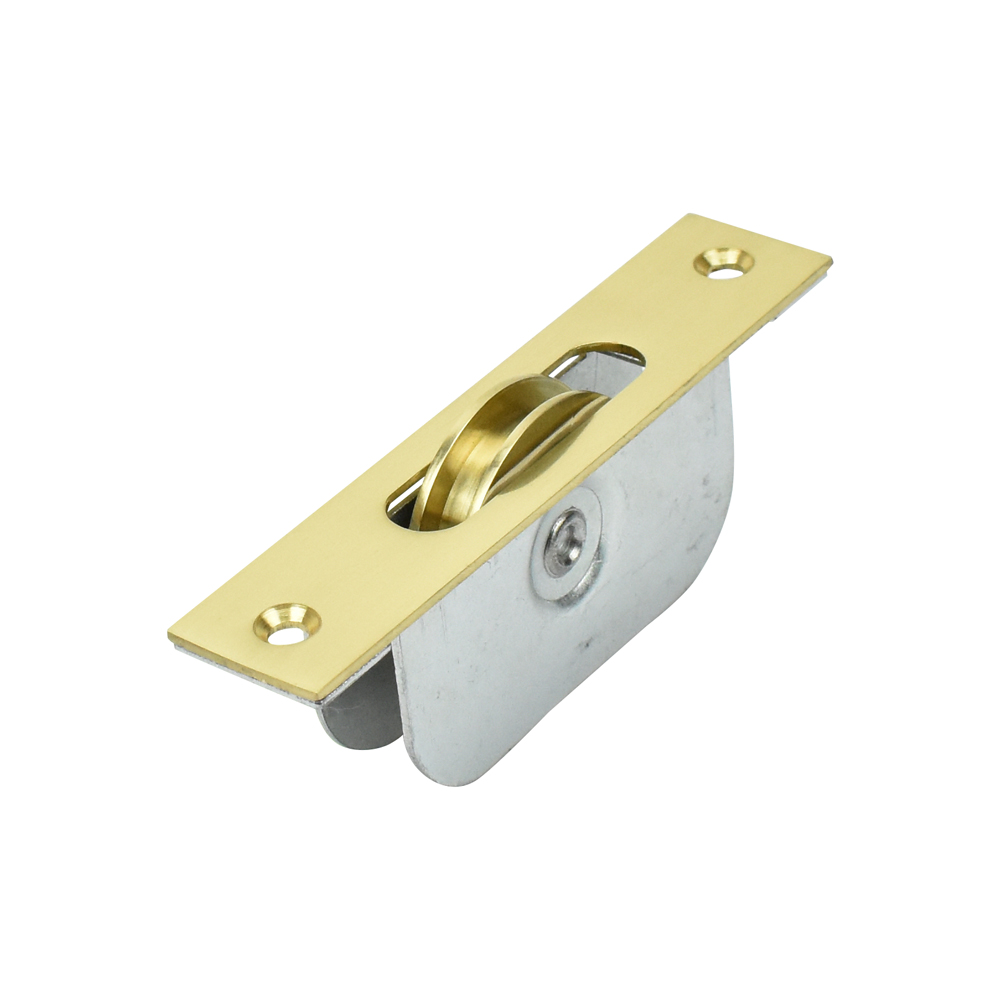 Sash Heritage 2.25 Inch Ball Bearing Brass Wheel Pulley with Square Faceplate - Polished Brass